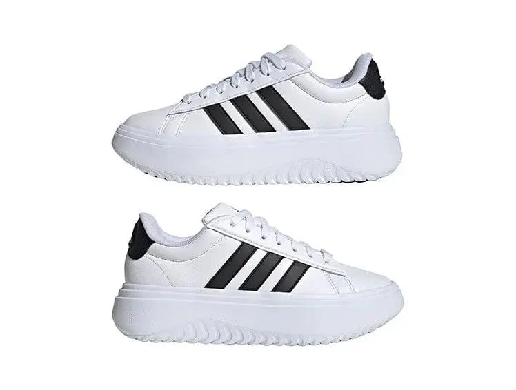 Zapatilla Adidas Grand Court Plataforma Cuero Mujer Blanco - Image 4