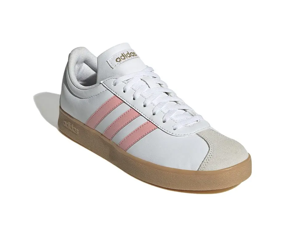 Zapatilla Adidas Vl Court Base Mujer Blanco - Rosado - Suela Gum - Image 4