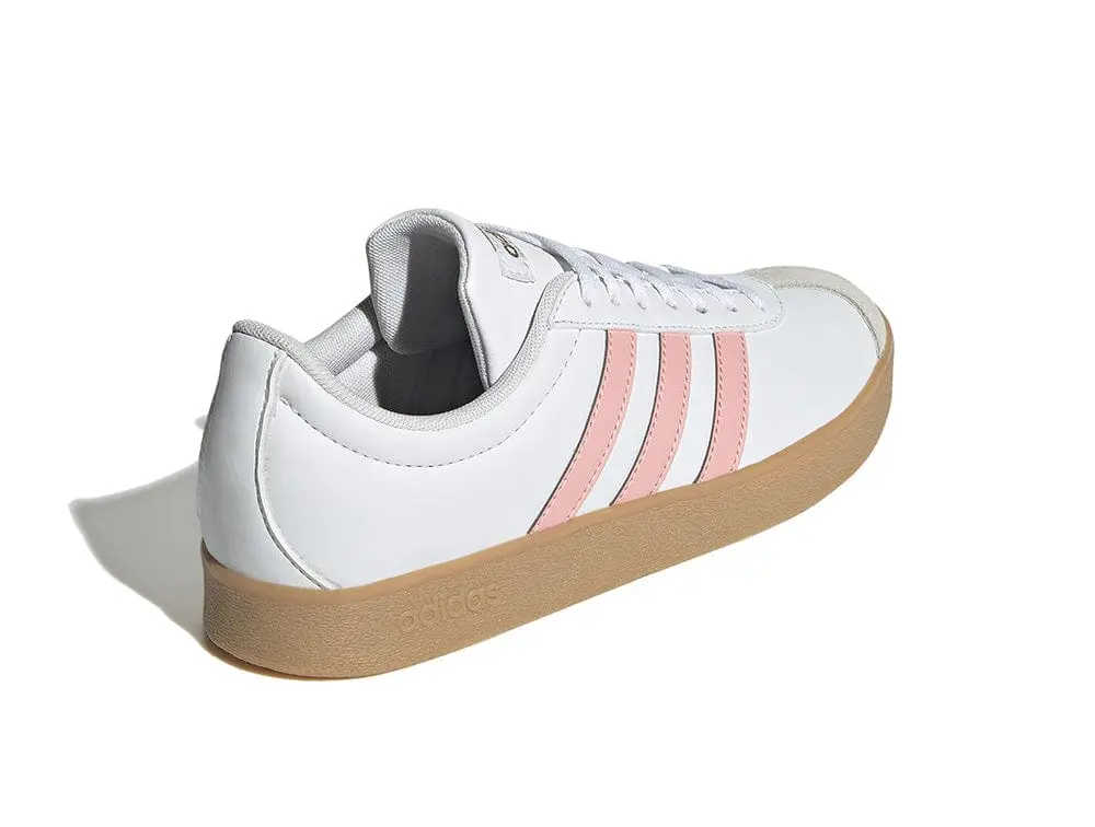 Zapatilla Adidas Vl Court Base Mujer Blanco - Rosado - Suela Gum - Image 5