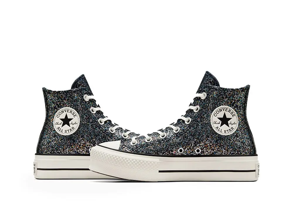 Zapatilla Converse Chuck Taylor All Star Lift Hi Glitter Shinefetti Mujer Negro - Image 8