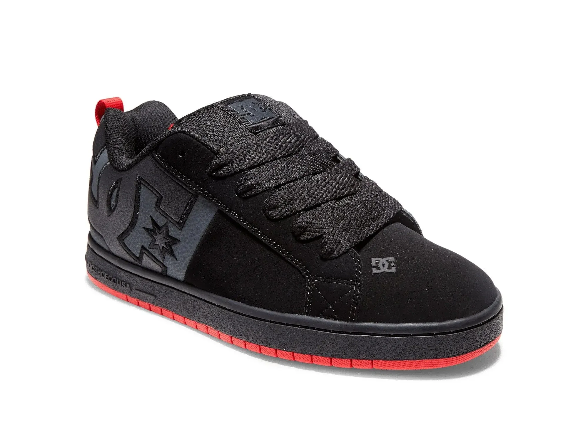 Zapatilla DC Court Graffik Suede Trainers Hombre Negro Rojo - Image 3