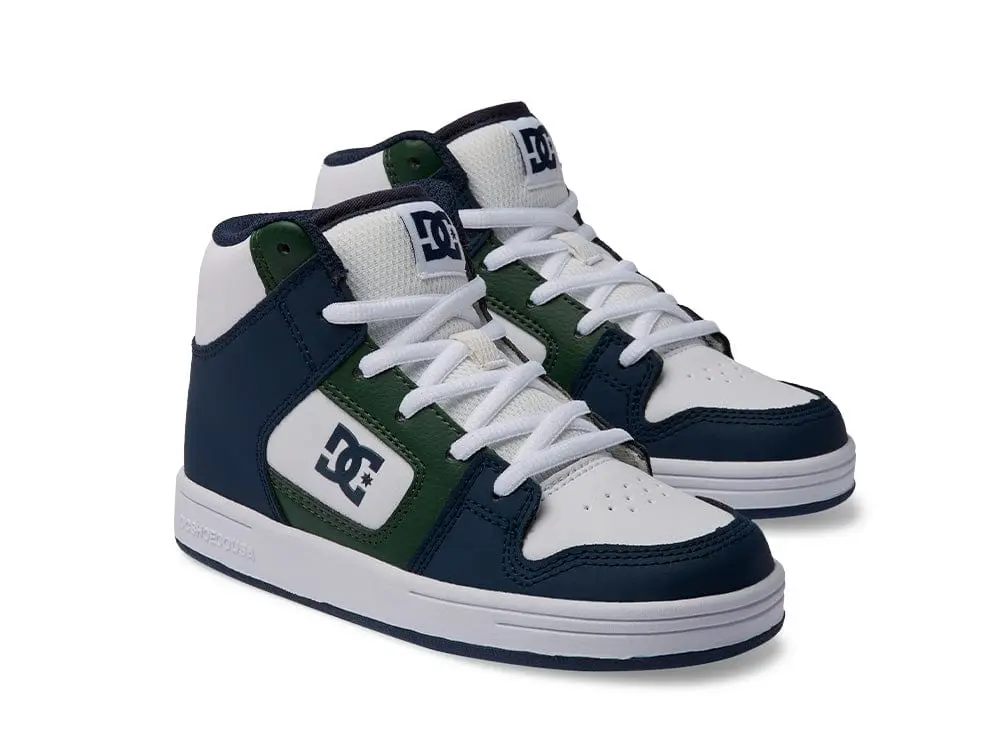 Zapatilla Dc Manteca 4 Hi Niños Blanco-Azul-Verde - Image 3