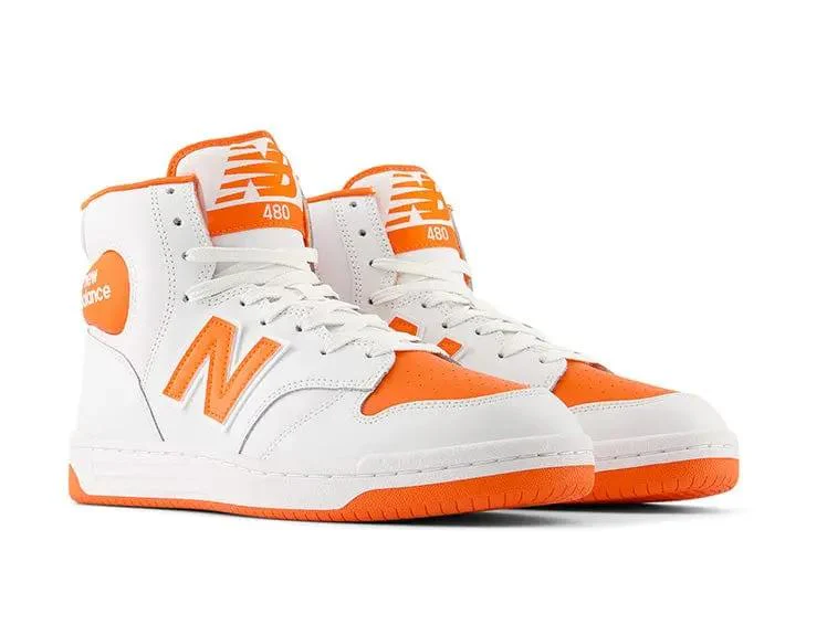 Zapatilla New Balance 480 Hombre Blanco Naranjo - Image 2