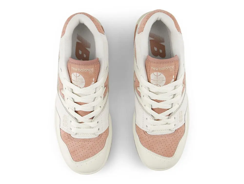 Zapatilla New Balance 550 Mujer Blanco Rosado - Image 4