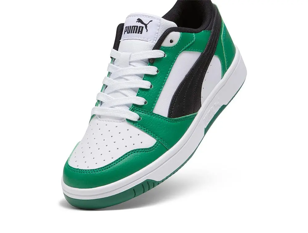 Zapatilla Puma Rebound V6 Niños Blanco - Negro - Verde - Image 2