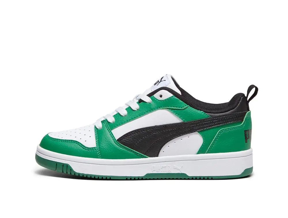 Zapatilla Puma Rebound V6 Niños Blanco - Negro - Verde - Image 3