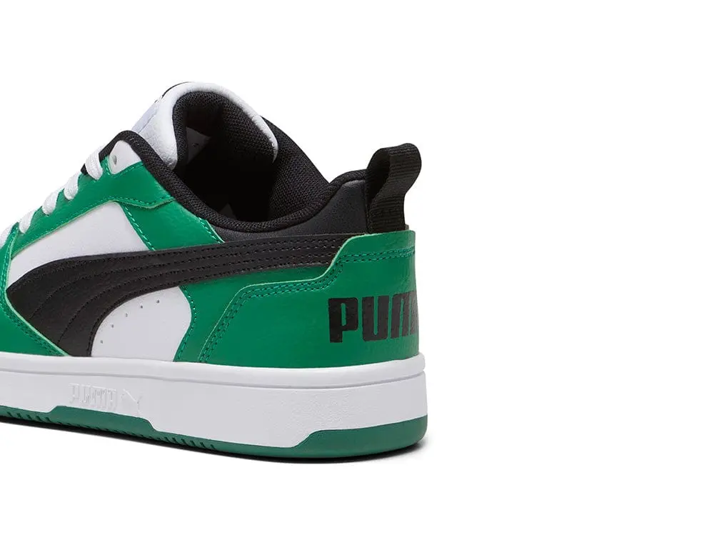 Zapatilla Puma Rebound V6 Niños Blanco - Negro - Verde - Image 5