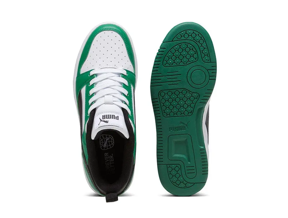 Zapatilla Puma Rebound V6 Niños Blanco - Negro - Verde - Image 6