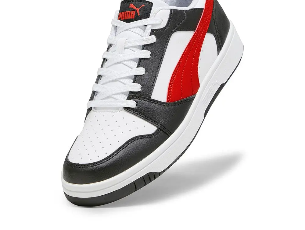 Zapatilla Puma Rebound V6 Hombre Blanco - Negro - Rojo - Image 2