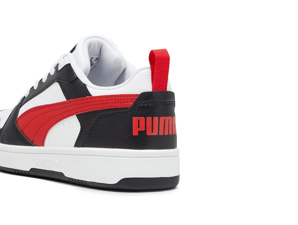 Zapatilla Puma Rebound V6 Hombre Blanco - Negro - Rojo - Image 5
