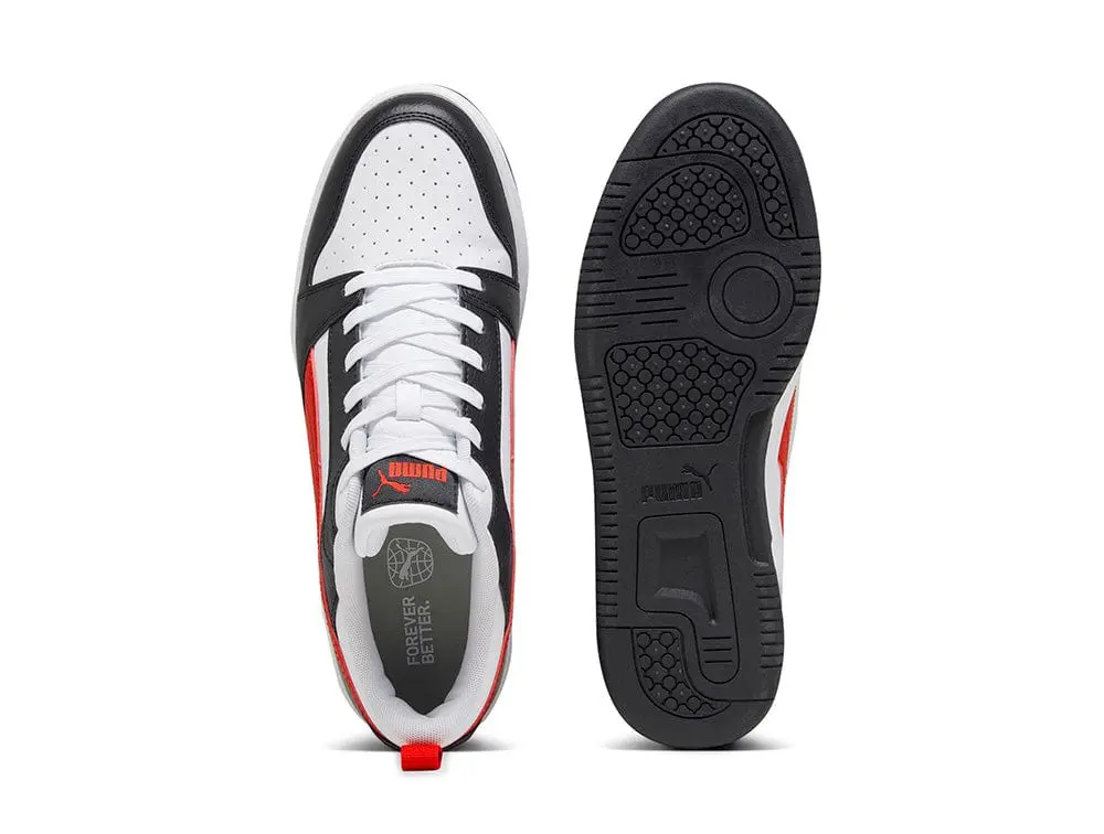 Zapatilla Puma Rebound V6 Hombre Blanco - Negro - Rojo - Image 7