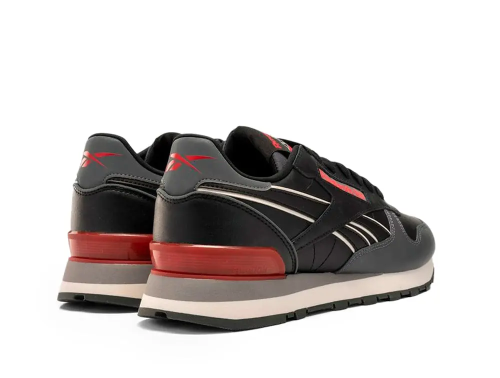 Zapatilla Reebok Classic Leather Negro - Rojo -Gris - Image 3